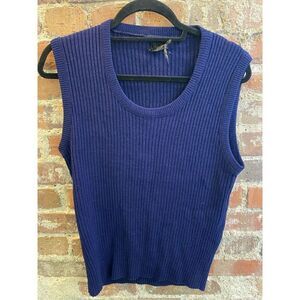 Dimension by Milford VNTG Dark Blue Ribbed Scoop Neck Sweater Vest Women’s Size
